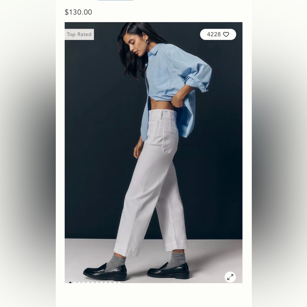 EUC Anthropologie The Colette Crop Wide-Leg Jeans by Maeve White 0/24